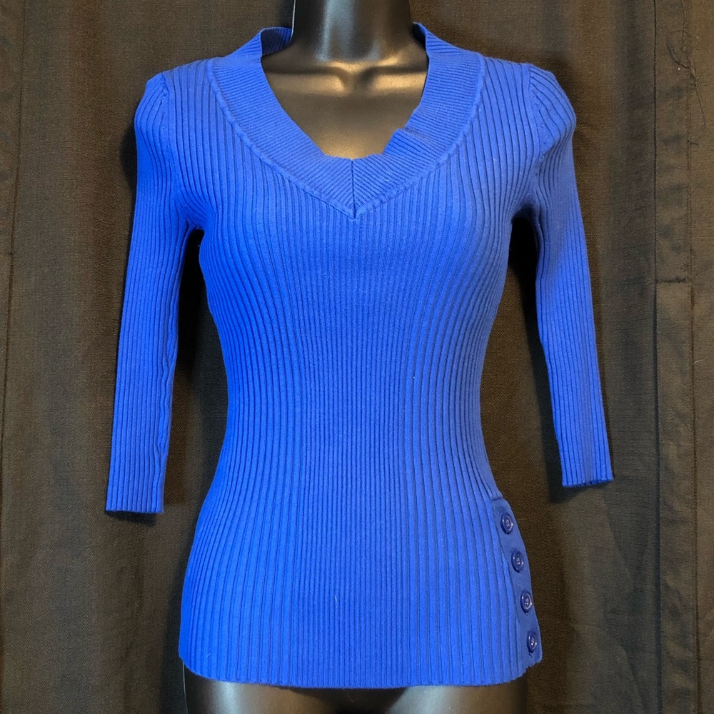 It’s Our Time Royal Blue VNeck Half Sleeve Sweater